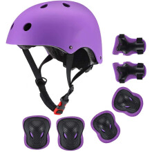 (7pc(Helmet+elbow +knee +wrist protection)Purple) Knee Pads Set For Kids Kneepads And Elbow Pads Toddler Protective Gear Knee Pads