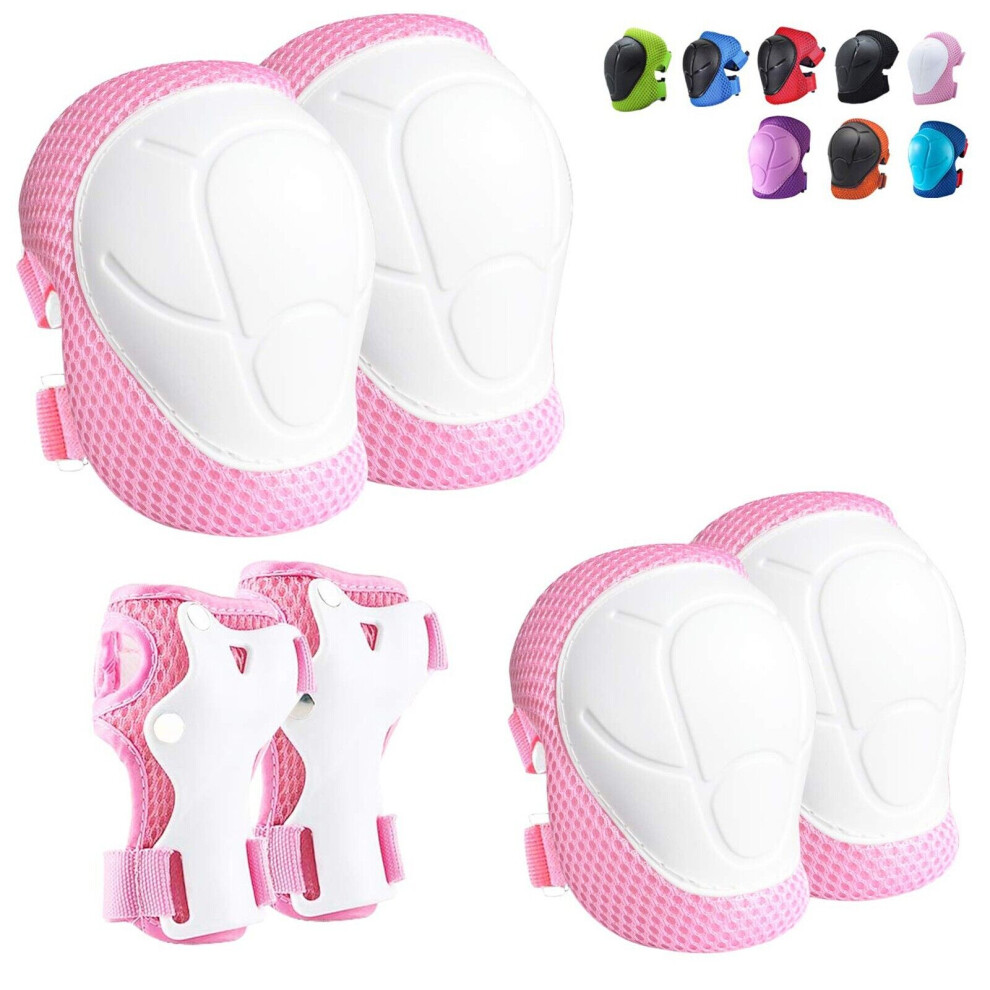 (6PC Knee Protection Set Pink) Knee Pads Set For Kids Kneepads And Elbow Pads Toddler Protective Gear Knee Pads