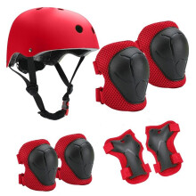 (7pc(Helmet+elbow +knee +wrist protection)Red) Knee Pads Set For Kids Kneepads And Elbow Pads Toddler Protective Gear Knee Pads