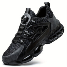 (Black, 11) Men's Trendy Steel Toe Blade Type  With Rotating Buckle, Comfy Non Slip Breathable Sneakers