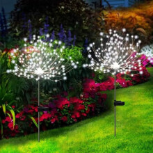 (White, 2 Mode) 2pcs, Solar Garden Lights (95.0cmx7.01cm), 150 LED Outdoor Solar Firework Lights