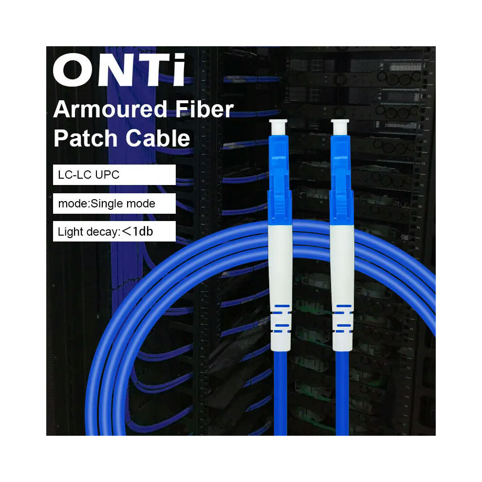 (5m 5pcs) ONTi Fiber Patch Cord LC UPC Industrial grade Single Mode Simplex Armoured 3.0mm FTTH Indoor and outdoor Optical Patch Cable