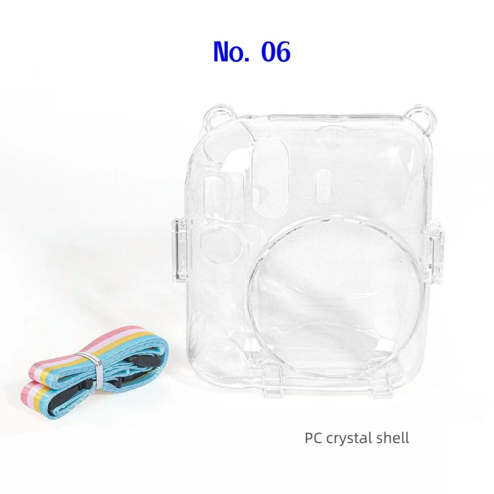 (PC crystal shell) PU Leather Camera Bag For Fujifilm Instax Mini 12 Instant Camera Accessories Protective Camera Case With Adjust Shoulder Strap