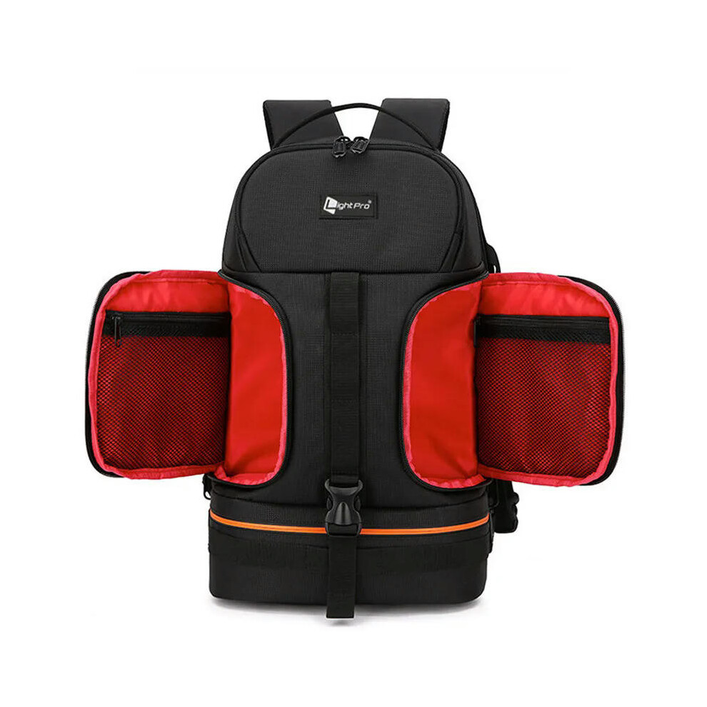 (Red) Video Waterproof Camera Shoulders Backpack w Reflector Stripe fit 15.6 inch Latptop Shockproof Soft Padded Tripod Case Photo Bag