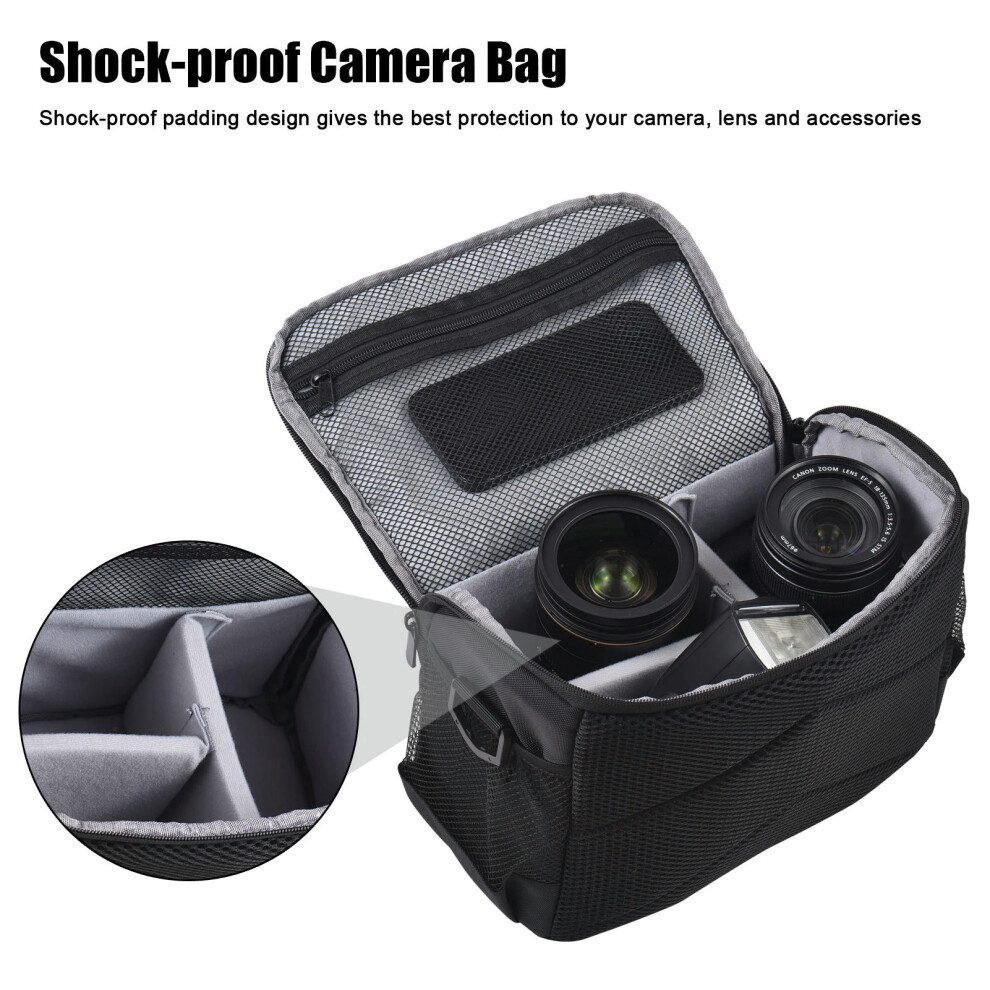 (Camera Bag) Camera Bag Travel Shoulder Bag Water-resistant Shock-proof for DSLR/SLR/Mirrorless Camera Case with Removable Dividers