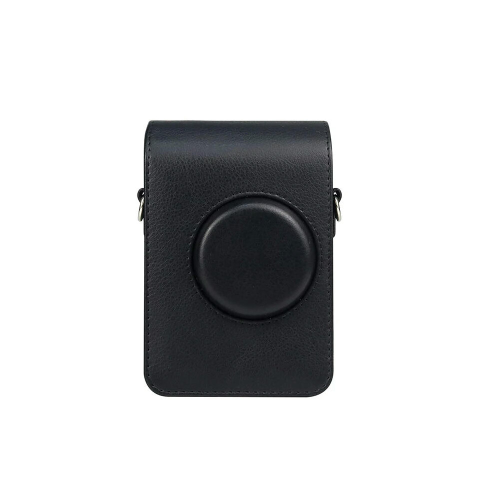 (Black Texture) Camera Bag For Fujifilm Instax Mini EVO Instant Film Camera Case PU Leather Soft Silicone Cover Bag with Shoulder Strap