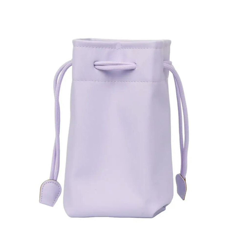 (Purple) Universal Instant Camera PU Waterproof Drawstring Bag Outdoor Portable Storage Case for Instax Mini 12/11/9/8/90/EVO/Liplay