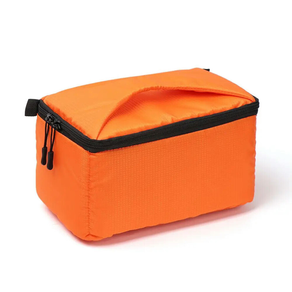 (Orange) 1PC Portable Waterproof DSLR SLR Camera Bag Padded Partition Insert Case Cover For Canon Sony