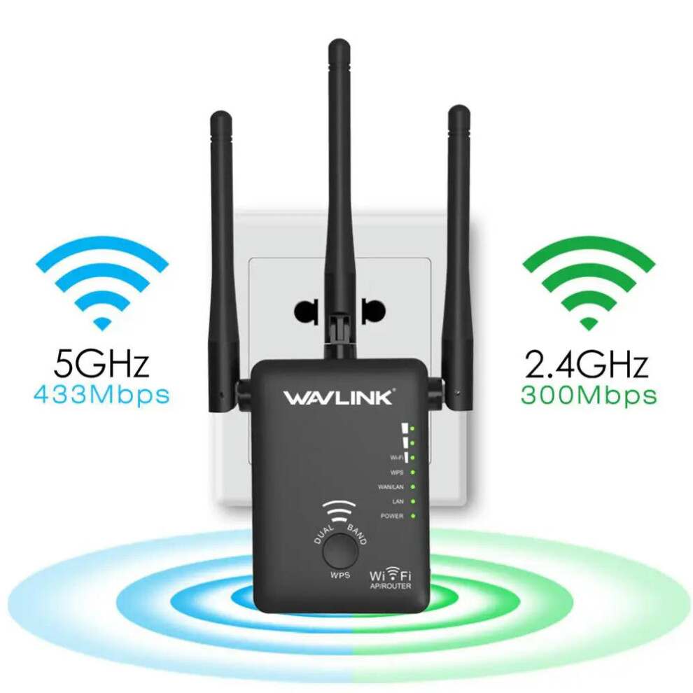 (US plug, AC750 wifi repeater) Wavlink Wifi Repeater 5GHz 750/1200mbps Wireless Router Dual Band 2.4Ghz Access Point Long Signal Amplifier Wi-Fi Range