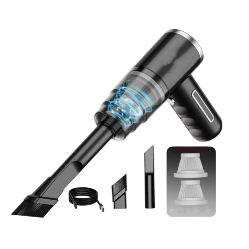 (Black) 29000pa Powerful Car Vacuum Cleaner Wet Dry Cordless Strong Suction Handheld