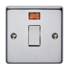 Crabtree 4012/3SC 1 Gang 32A DP Switch with Neon Satin Chrome White Insert