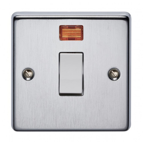 Crabtree 4012/3SC 1 Gang 32A DP Switch with Neon Satin Chrome White Insert