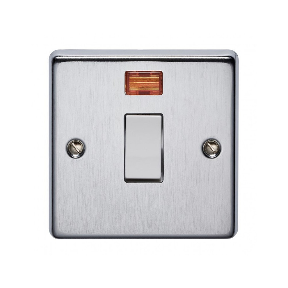 Crabtree 4012/3Sc 1 Gang 32A Dp Switch With Neon Satin Chrome White Insert 5017399031121