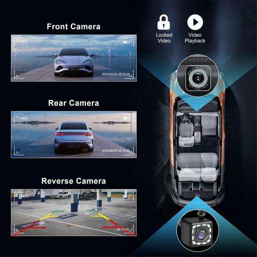 Portable Wireless Carplay Car Stereo with Dash Cam 1