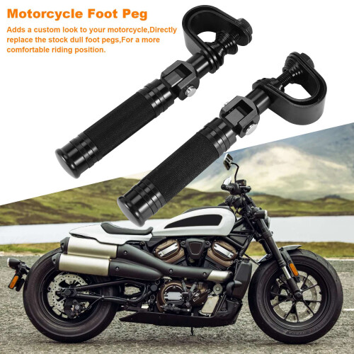 1Pair Motorcycle Highway Engine Guard Crash Bar Foot Pegs Black 1