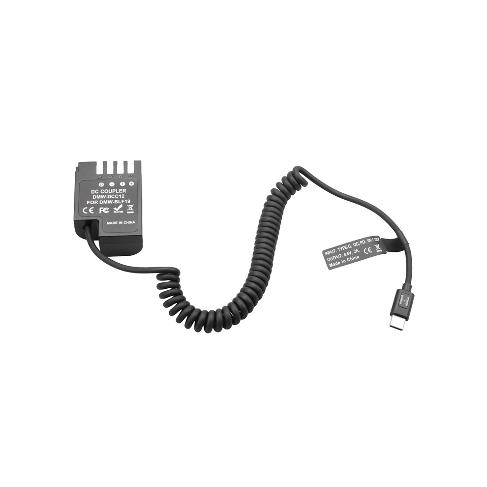 DMW-BLF19 Dummy Battery DCC12 PD USB-C Coupler for GH3 GH4