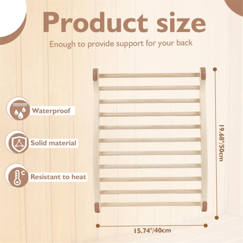 Sauna Backrest, Wooden Sauna Backrest, Ergonomic S-Shaped Backrest 1
