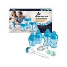 Advanced Anti-Colic Newborn Baby Bottle Starter Kit, Slow-Flow Venting System 0m+, Mixed Sizes, Blue