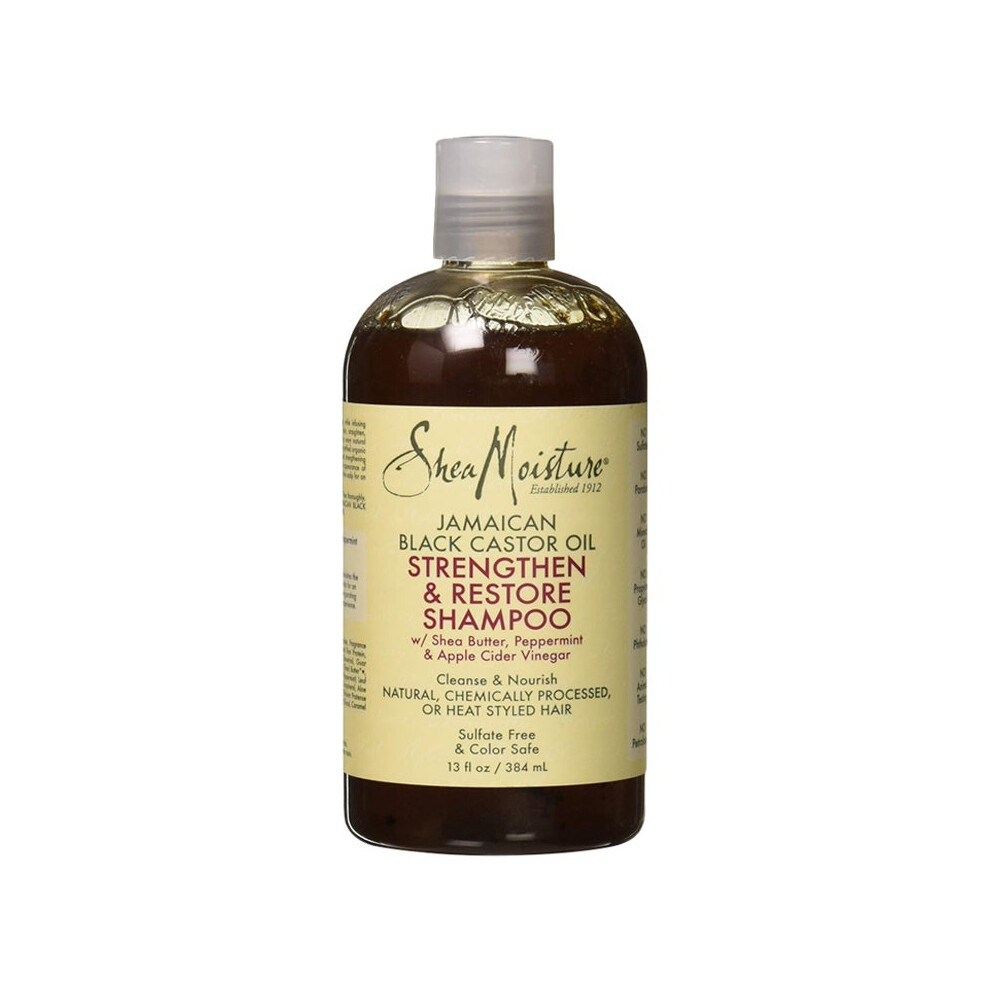 Black Sheamoisture Strengthen And Restore Shampoo 100% Pure Jamaican Castor Oil For Damaged Hair To Cleanse And Nourish Hair