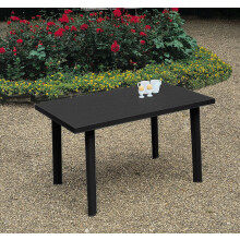 (Black) Large Plastic Table Garden Patio Dining Furniture