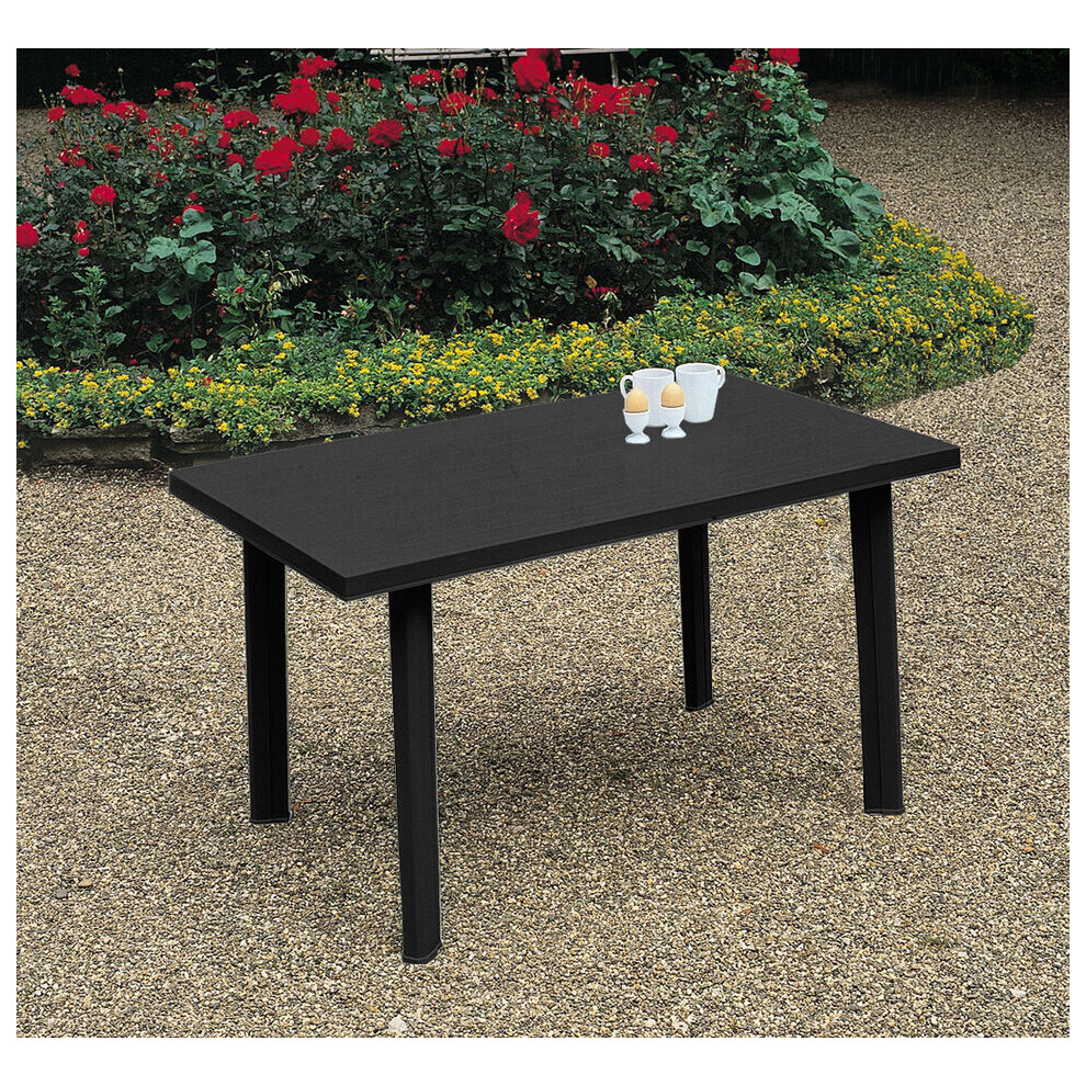 (Black) Large Plastic Table Garden Patio Dining Furniture