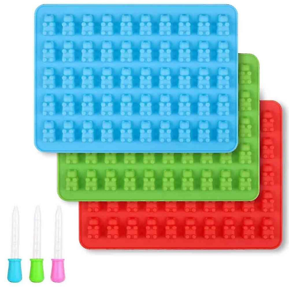 3 Pieces Candy Mold Silicone Gummy Bear Molds Silicone Molds With Pipettes For Gummy Bears, Jelly, C-image-OPC-PDTMFHM-NEW