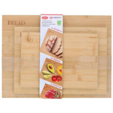 Wooden Cutting Board Set of 3 - Bamboo with Engraved Labels for Meat, Bread, Fruits & Veg (Large, Medium, Small)