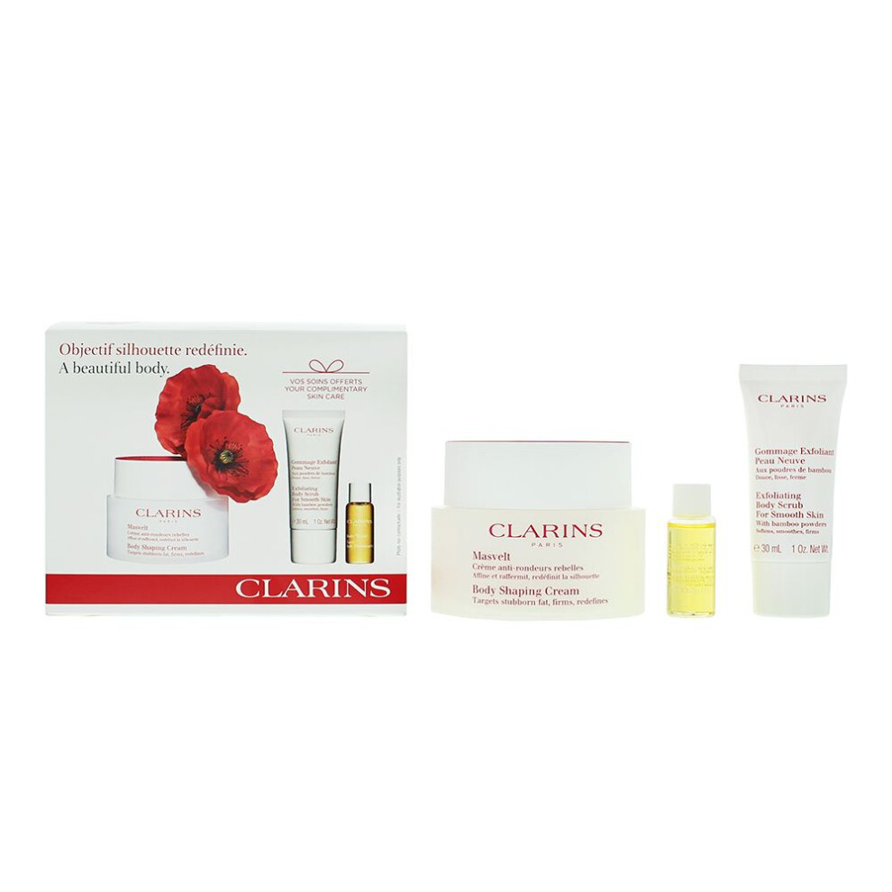Clarins A Beautiful Body Gift Set: Body Cream 200ml - Exfoliating Cream 30ml - Tonic Body Oil 10ml