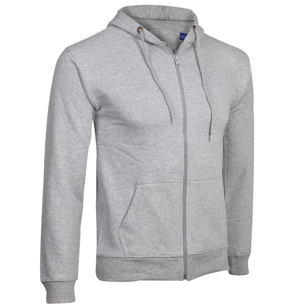 (Heather Grey - Same Cord, UK 13 Years) Girls Boys Full Zip School Hoodie With Same Cord