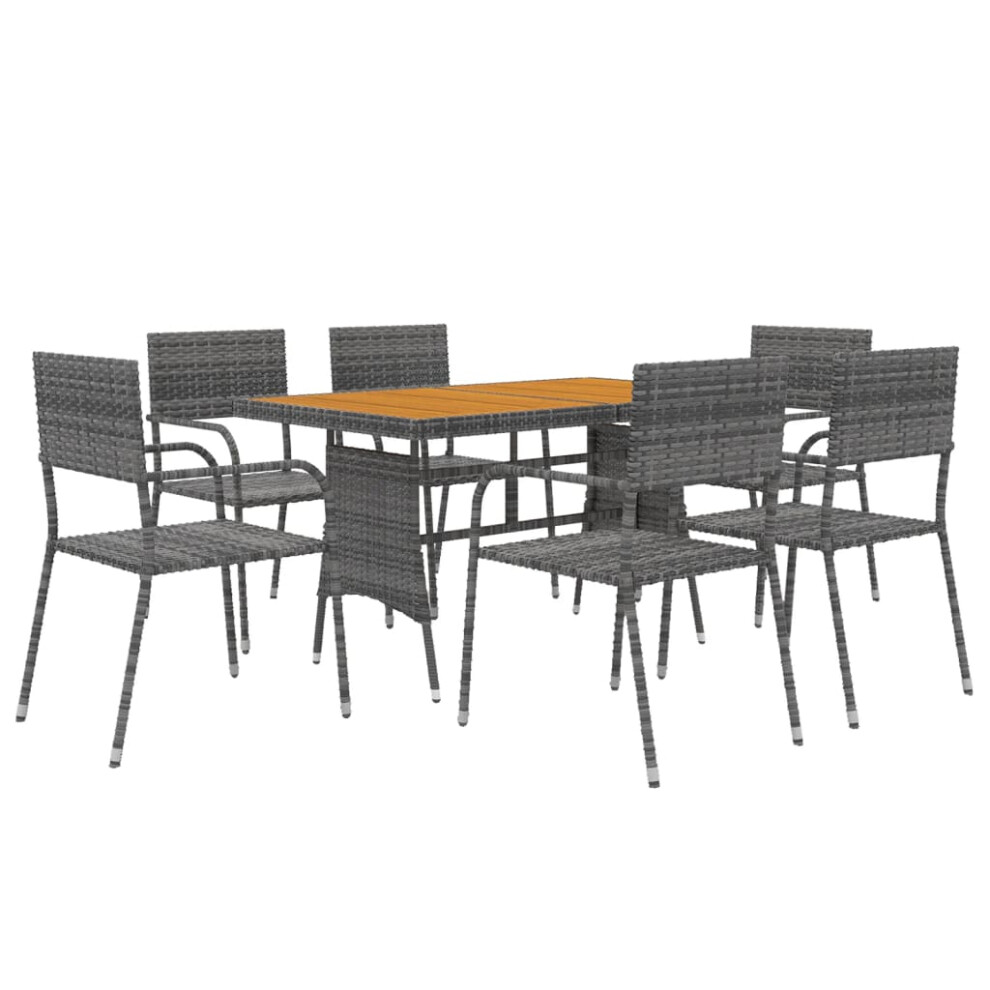 (grey, 7 piece) vidaXL Outdoor Dining Set Poly Rattan Garden Table Chair Black/Grey 5/7 Piece