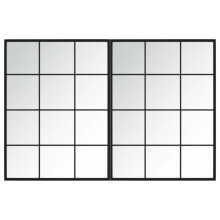 (80 x 60 cm/ 2 pcs) vidaXL Wall Mirror Hallway Makeup Mirror Hanging Mirror Black Rectangle Iron
