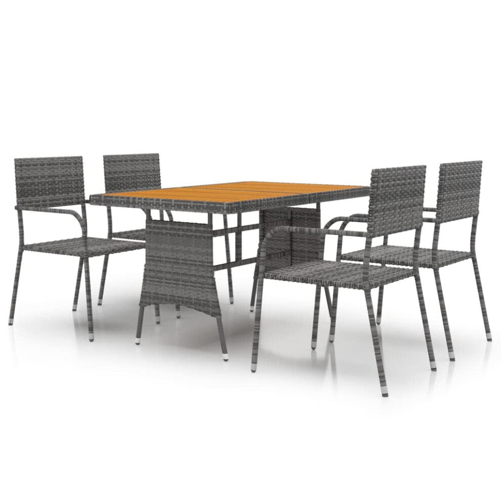 (grey, 5 piece) vidaXL Outdoor Dining Set Poly Rattan Garden Table Chair Black/Grey 5/7 Piece