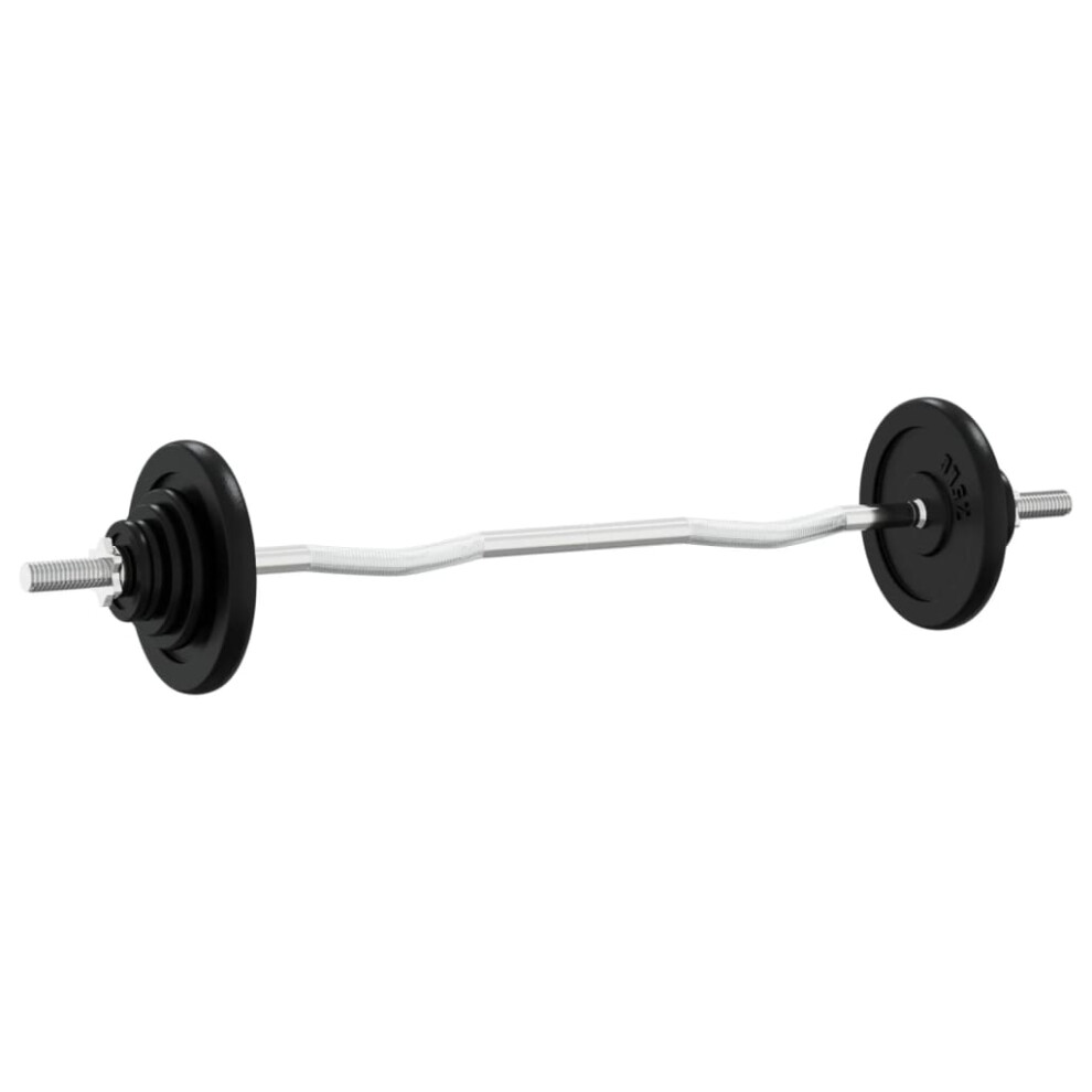 (60 kg, 1) vidaXL Barbell with Plates Set 30 kg Cast Iron & Chrome Plated Steel Barbell