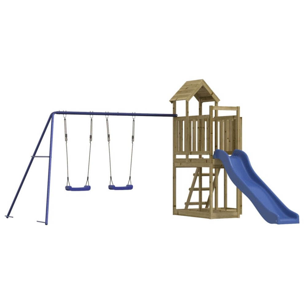 (solid impregnated pinewood) vidaXL Outdoor Playset Wooden Playground Set Swing Set Impregnated Wood Pine