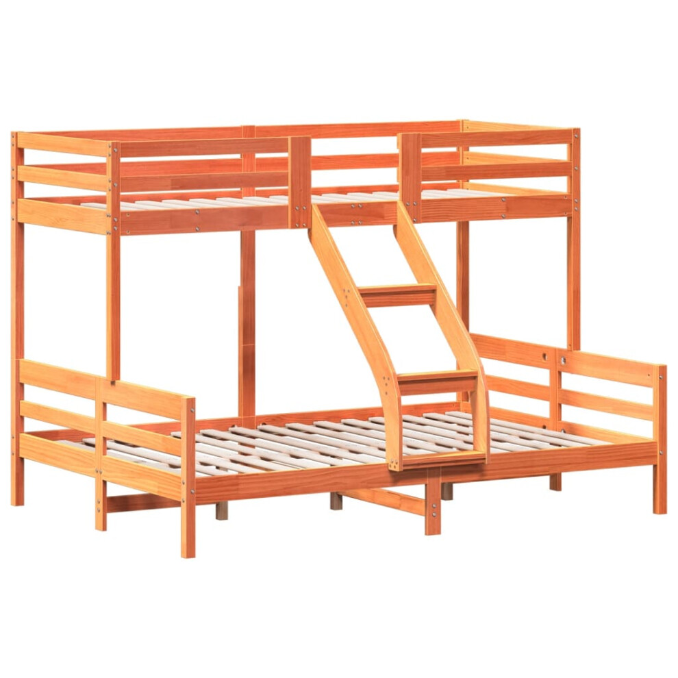 (wax brown) vidaXL Bunk Bed Kids Twin Sleeper 90x200/140x200 cm Wax Brown Solid Wood Pine