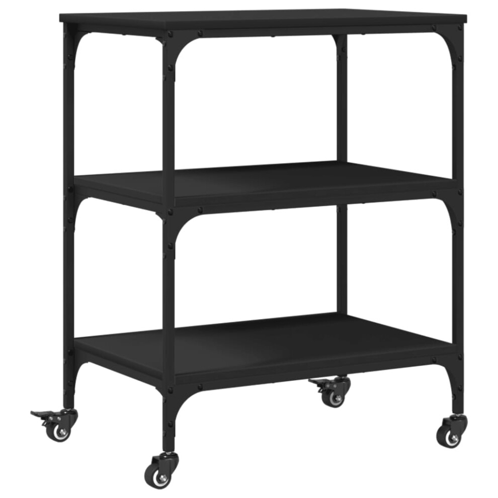 (black) vidaXL Kitchen Trolley Rolling Cart Storage Serving Trolley Engineered Wood