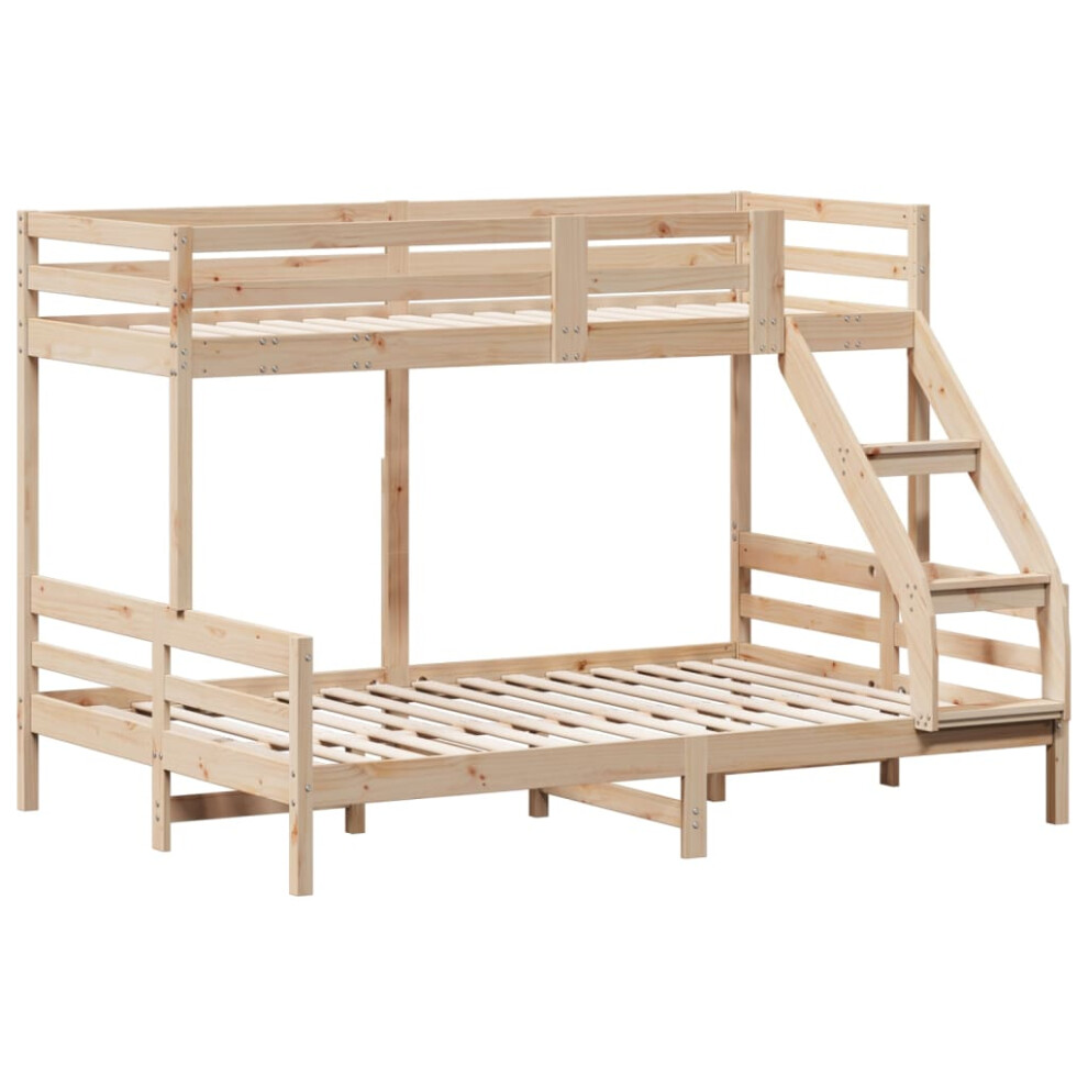 (brown) vidaXL Bunk Bed Kids Children Twin Sleeper 80x200/140x200 Cm Solid Wood Pine