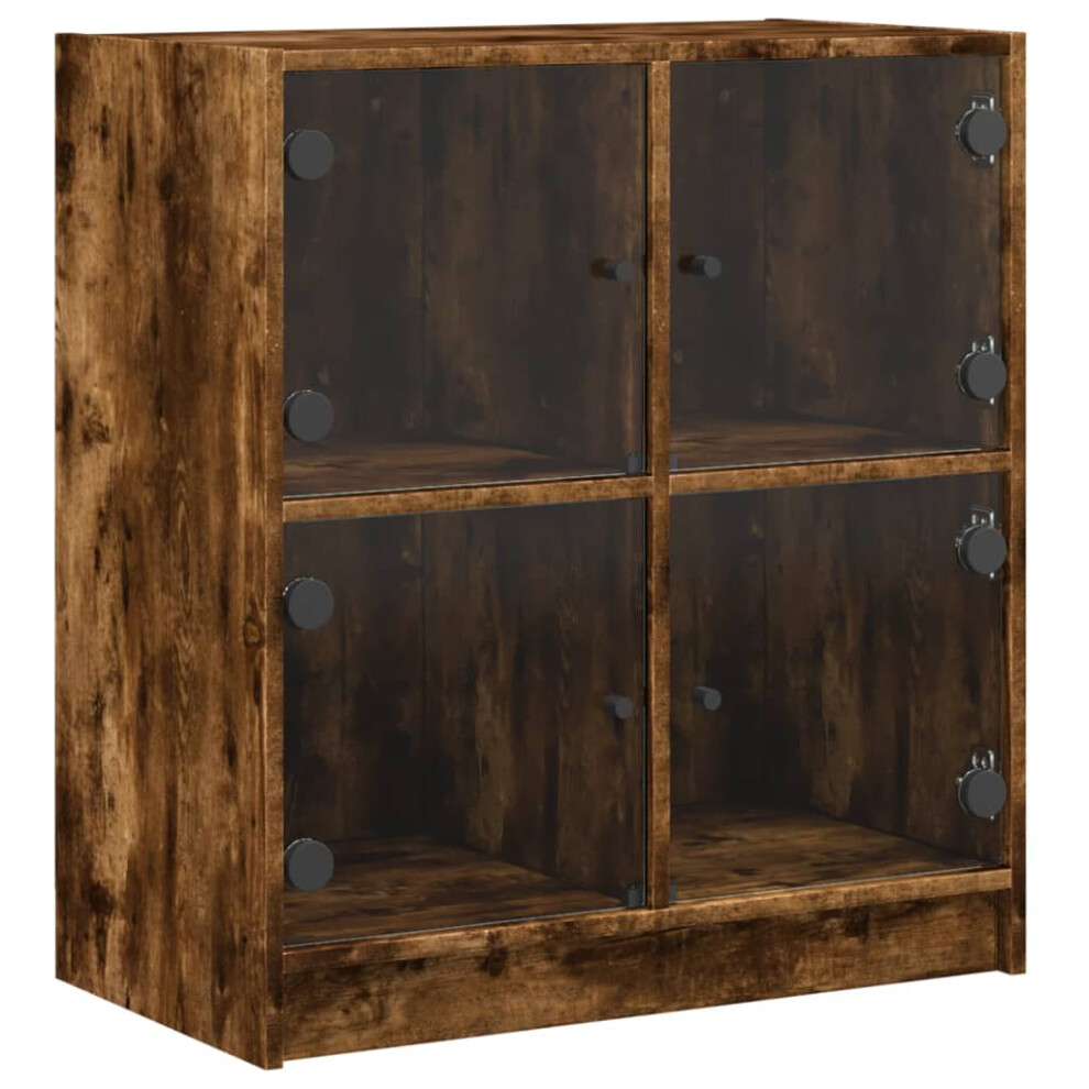 (smoked oak) vidaXL Side Cabinet with Glass Doors Hall Storage Cabinet Cupboard Smoked Oak