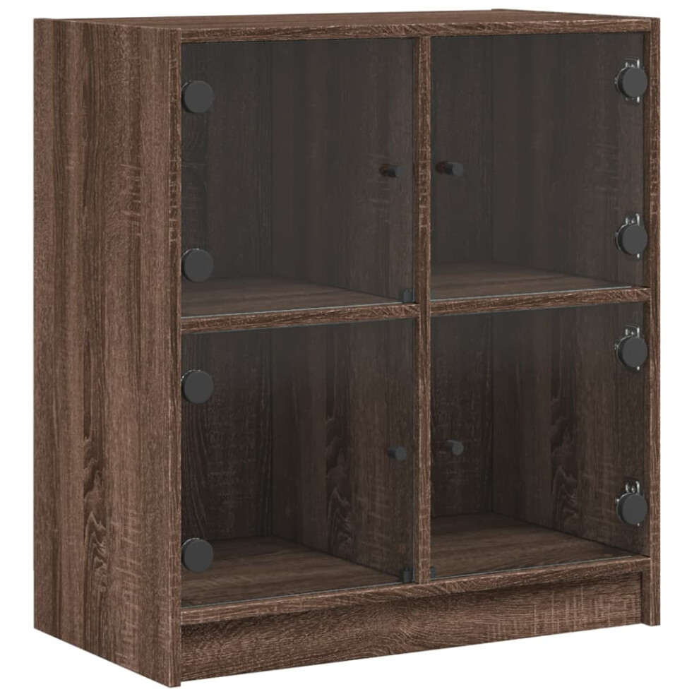 (brown oak) vidaXL Side Cabinet with Glass Doors Hall Storage Cabinet Cupboard Smoked Oak