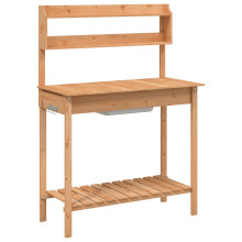 (dark and brown) vidaXL Potting Table with Sink Potting Bench Plant Table Grey Solid Wood Fir