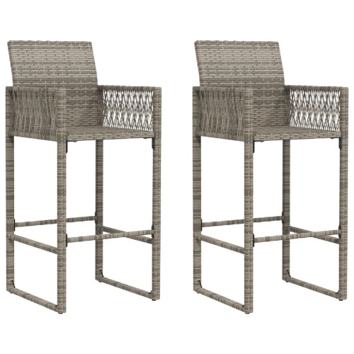 VidaXL vidaXL Garten-Barhocker 2 Stk. Grau Poly Rattan 1