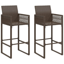 (brown) vidaXL Garden Bar Stools Patio Bar Chair Outdoor Pub Chair 2 pcs Poly Rattan
