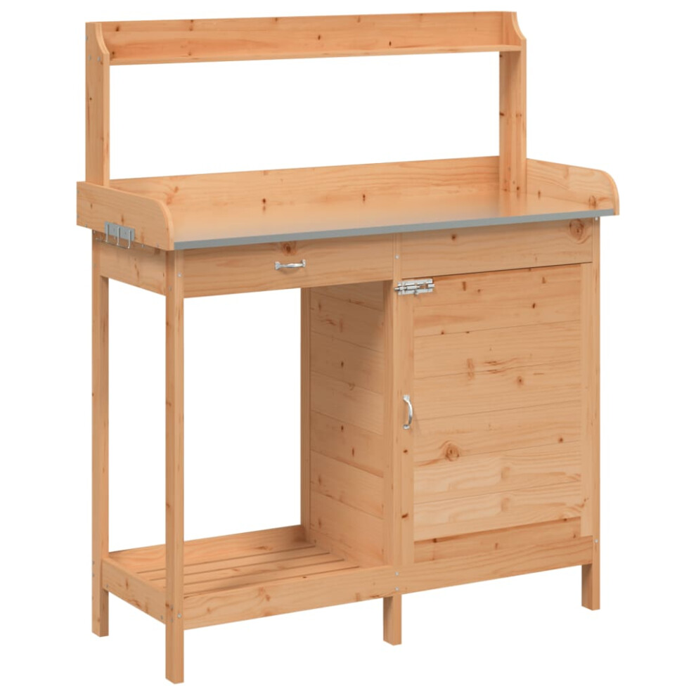 Vidaxl ( And Brown) Potting Table With Cabinet Potting Bench Plant Table Solid Wood Fir Dark/Brown