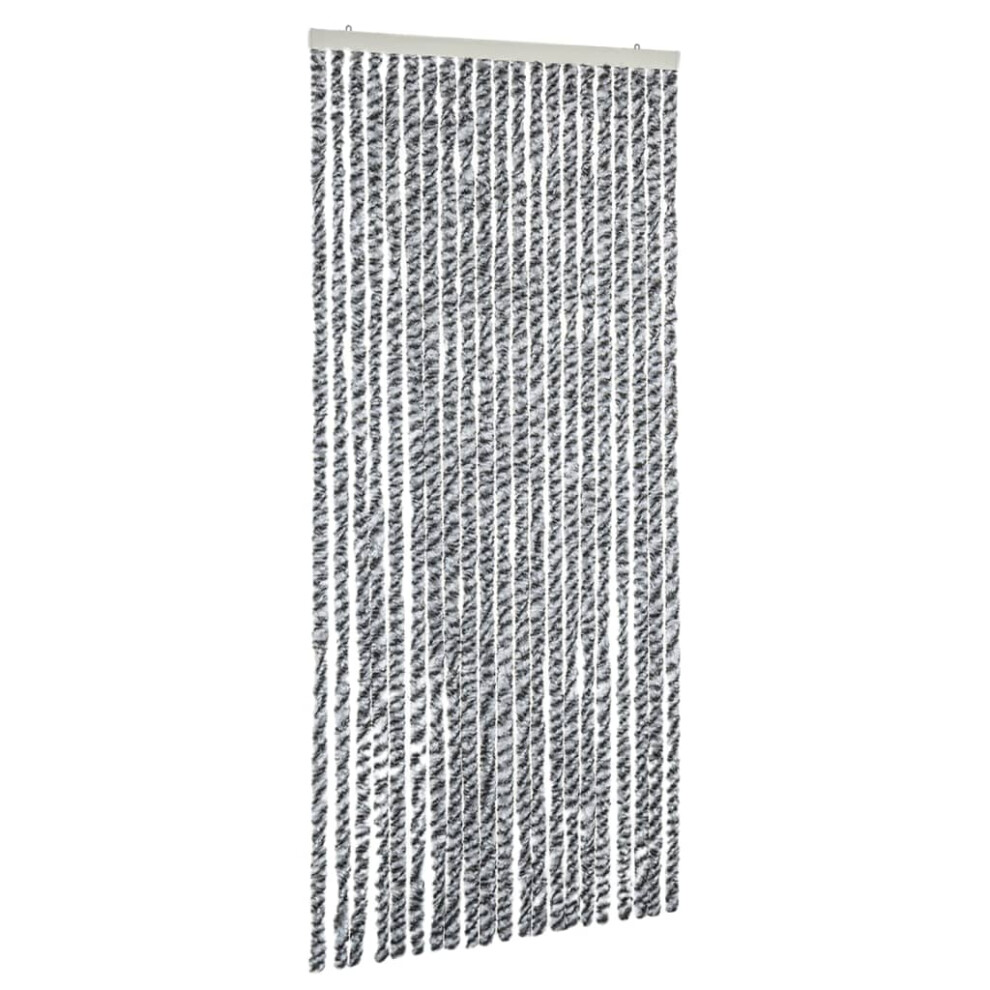 vidaXL Fly Curtain Fly Screen Grey and Black and White 90x200 cm Chenille