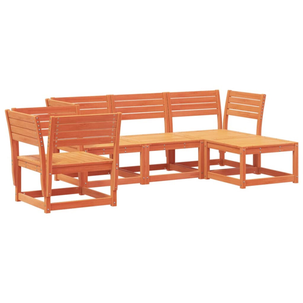 Vidaxl Garden Lounge Set 5 Piece Outdoor Lounge Set Wax Brown Solid Wood Pine