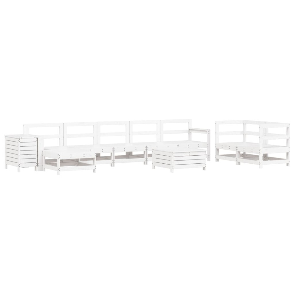 vidaXL Garden Sofa Set 10 Piece Outdoor Sofa Corner Sofa White Solid Wood Pine