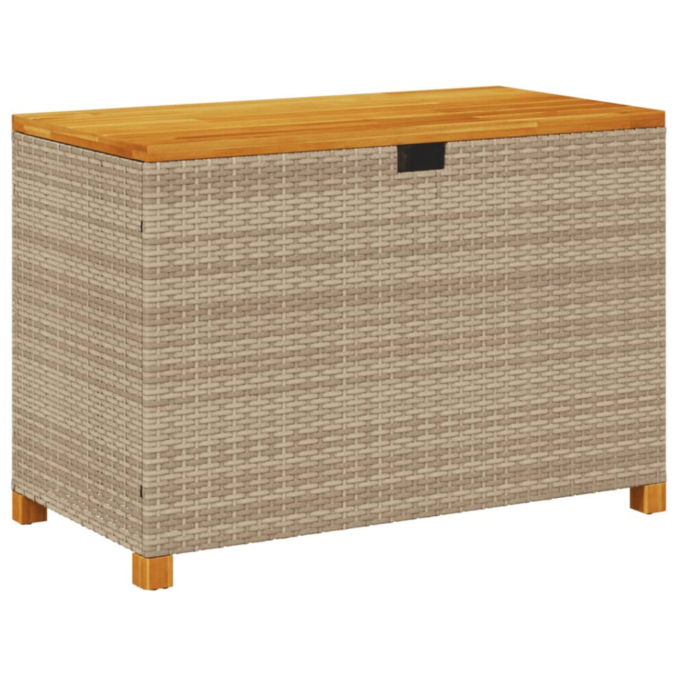 vidaXL Garden Storage Box Outdoor Storage Box Beige Poly Rattan Acacia Wood