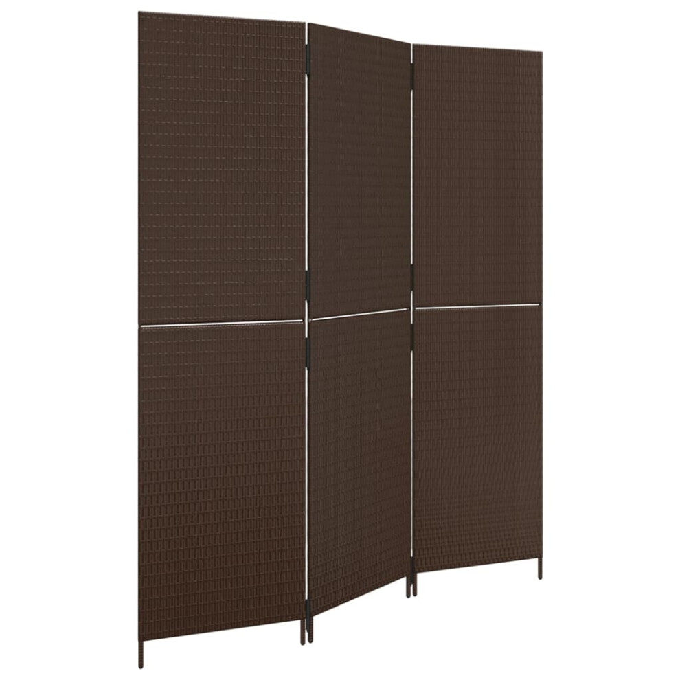 vidaXL Room Divider 3 Panels Privacy Screen Balcony Screen Brown Poly Rattan