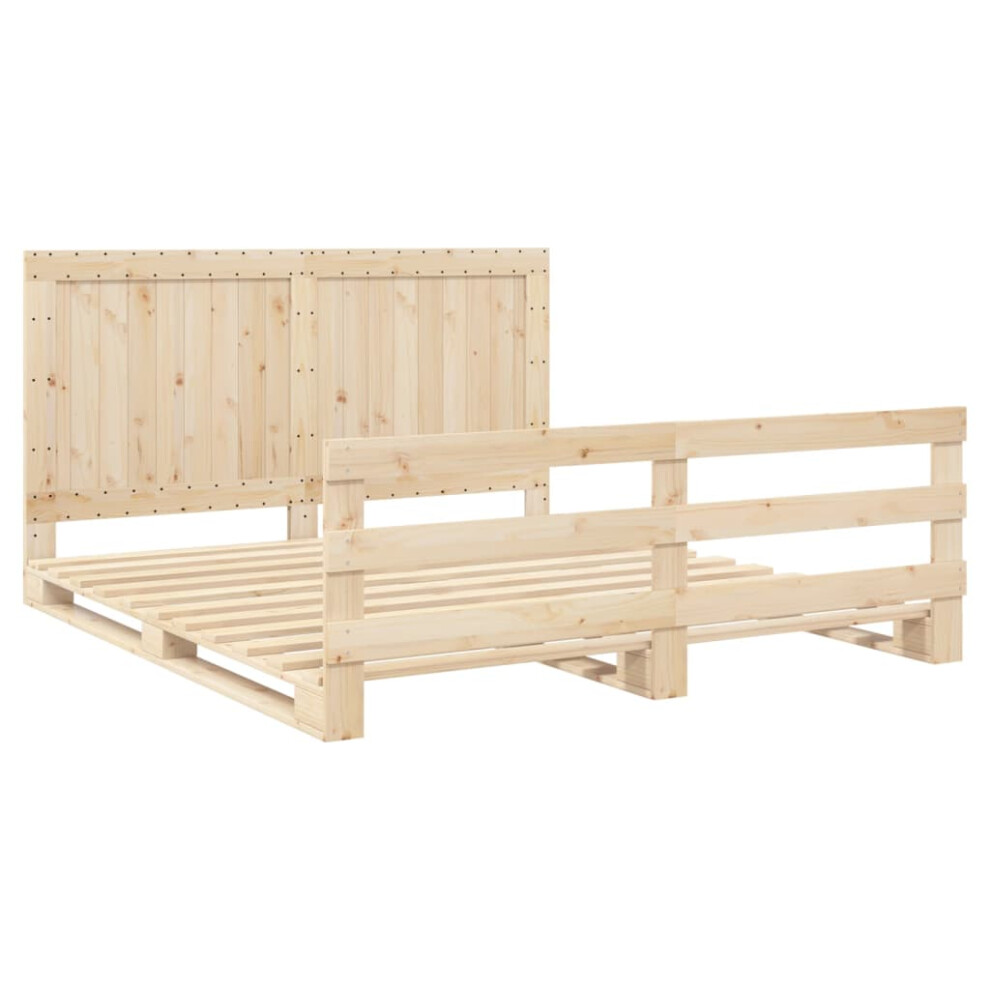 vidaXL Bed Frame with Headboard Bed Base Bedstead 200x200 cm Solid Wood Pine