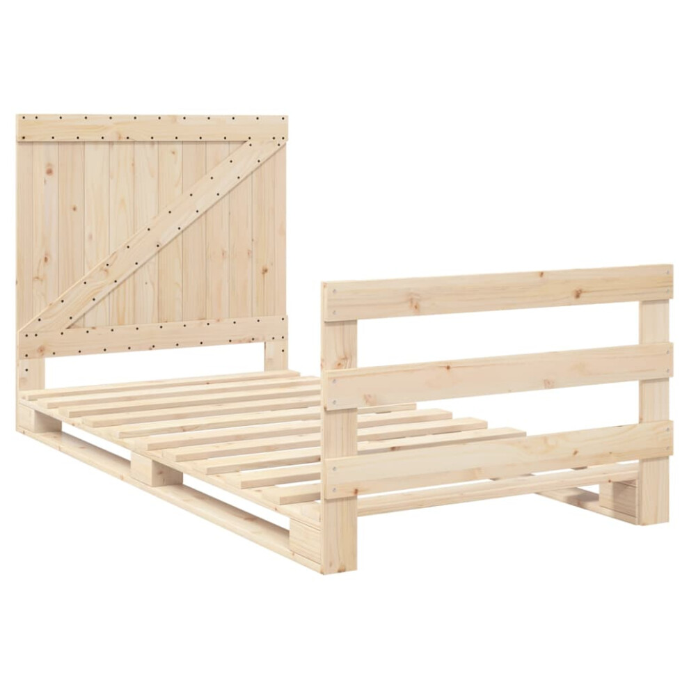 vidaXL Bed Frame with Headboard Bed Base Bedstead 100x200 cm Solid Wood Pine